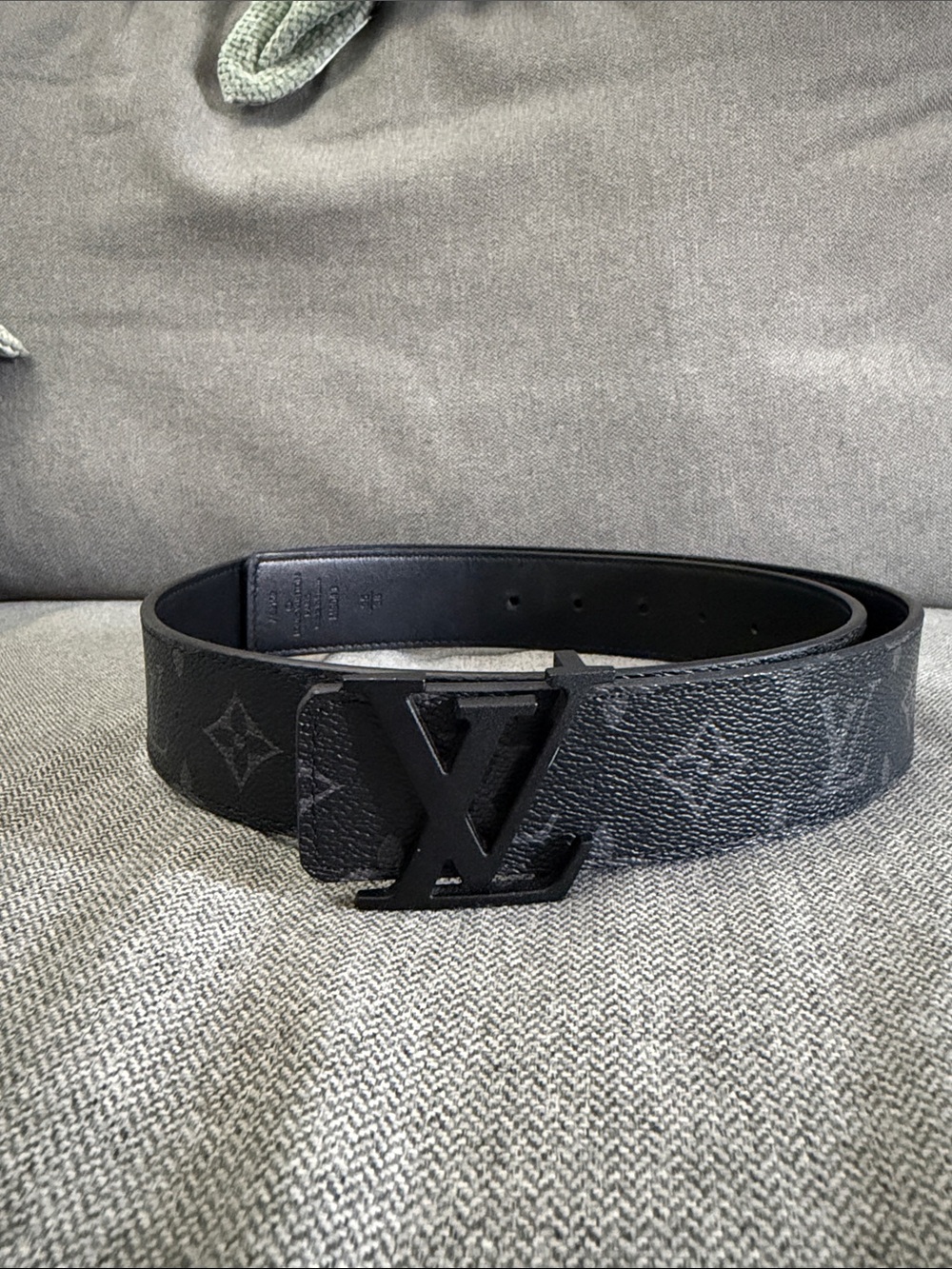 Louis Vuitton Black Monogram Embossed Men's Belt with Matte Black LV Buckle